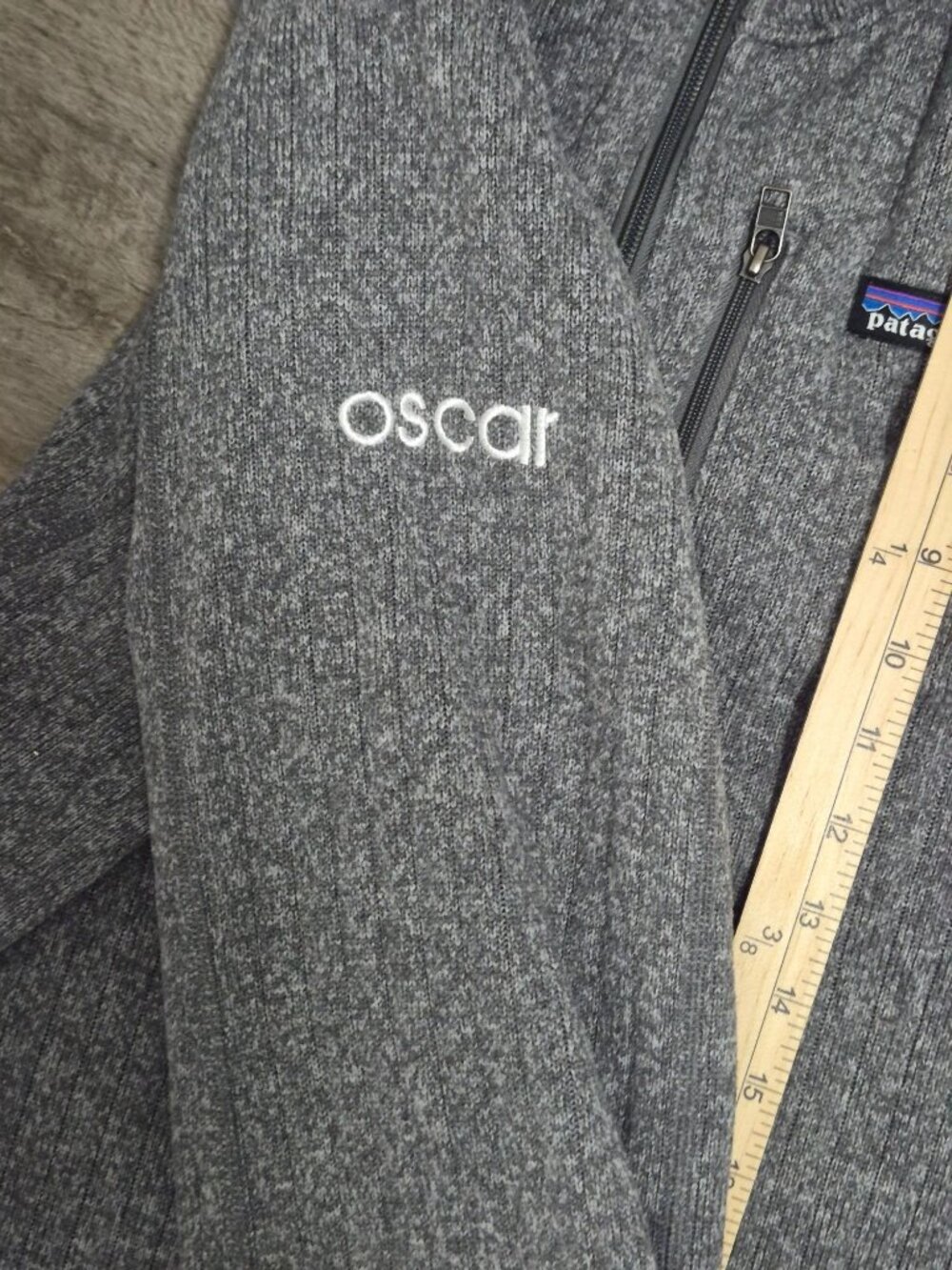 Patagonia Gray Better Sweater 1/4 Zip Fleece Pullover Size L OSCAR Embroidery - Picture 8 of 8